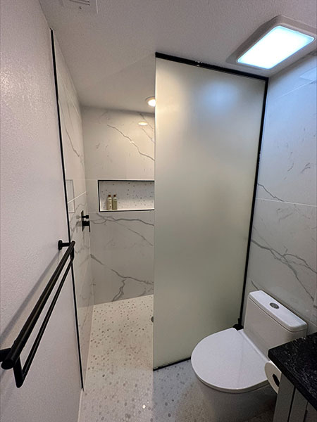 custom frosted glass shower doors in Houston, TX